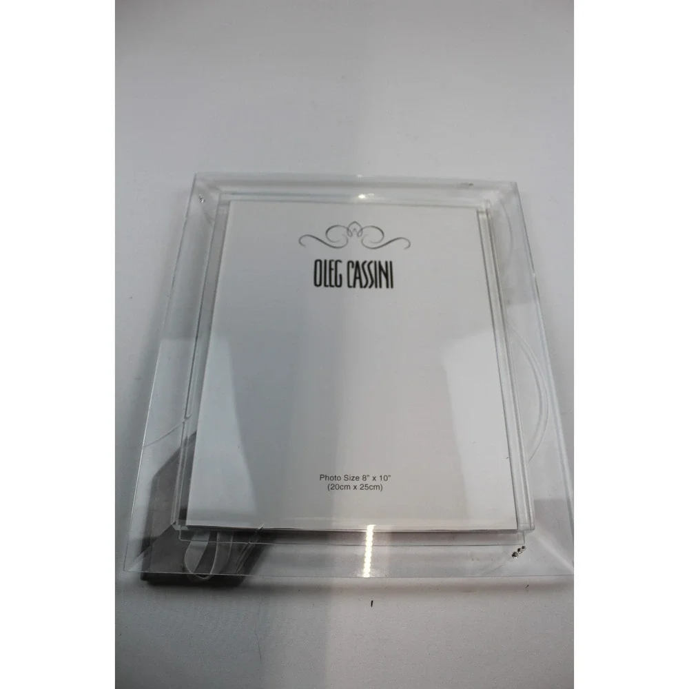 Elegant Oleg Cassini 8x10 Picture Frame Cut Crystal  Clear Accents Wedding